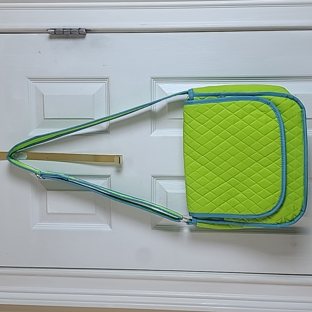 Belvah - Quilted Lime Green & Blue Messenger/CrossBody/Shoulder  Bag